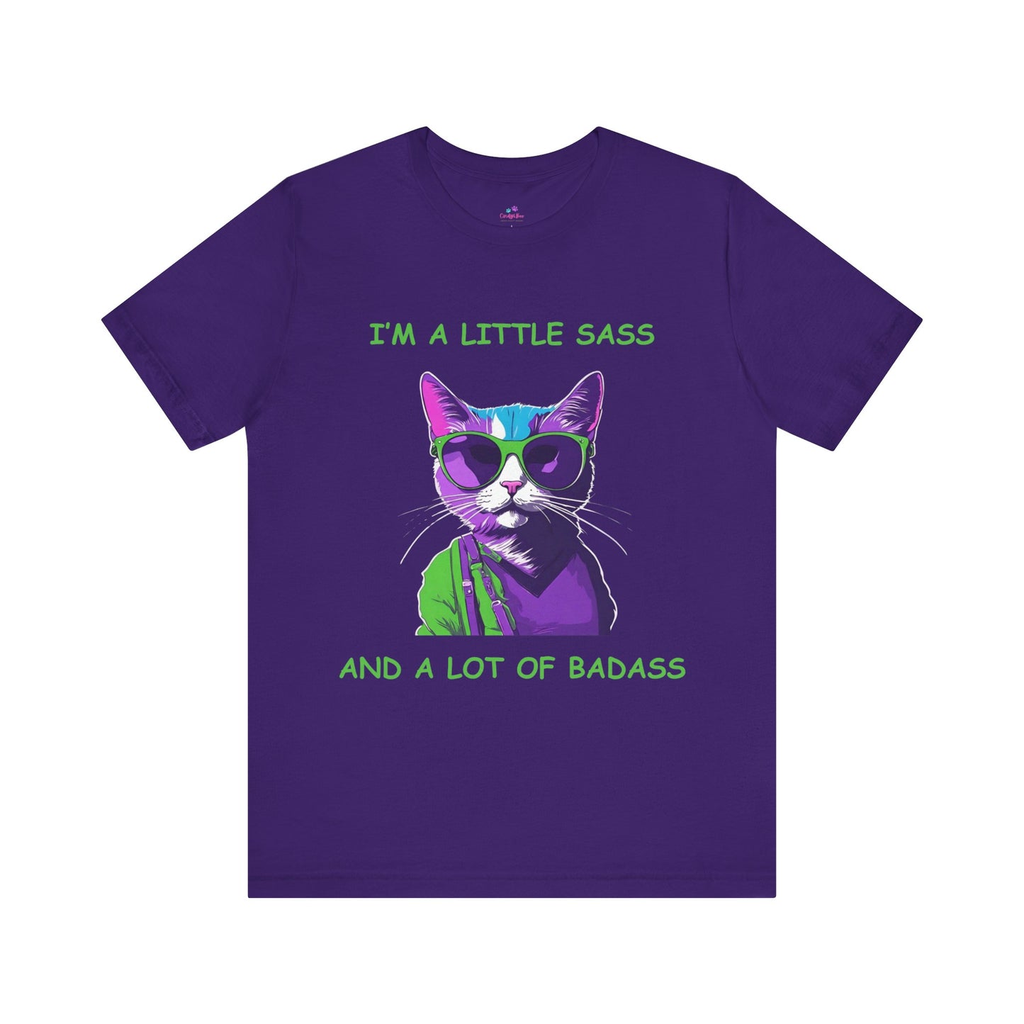 Cat T-Shirt ,I'm a Little Sass and a Lot of Badass Cotton Short Sleeve