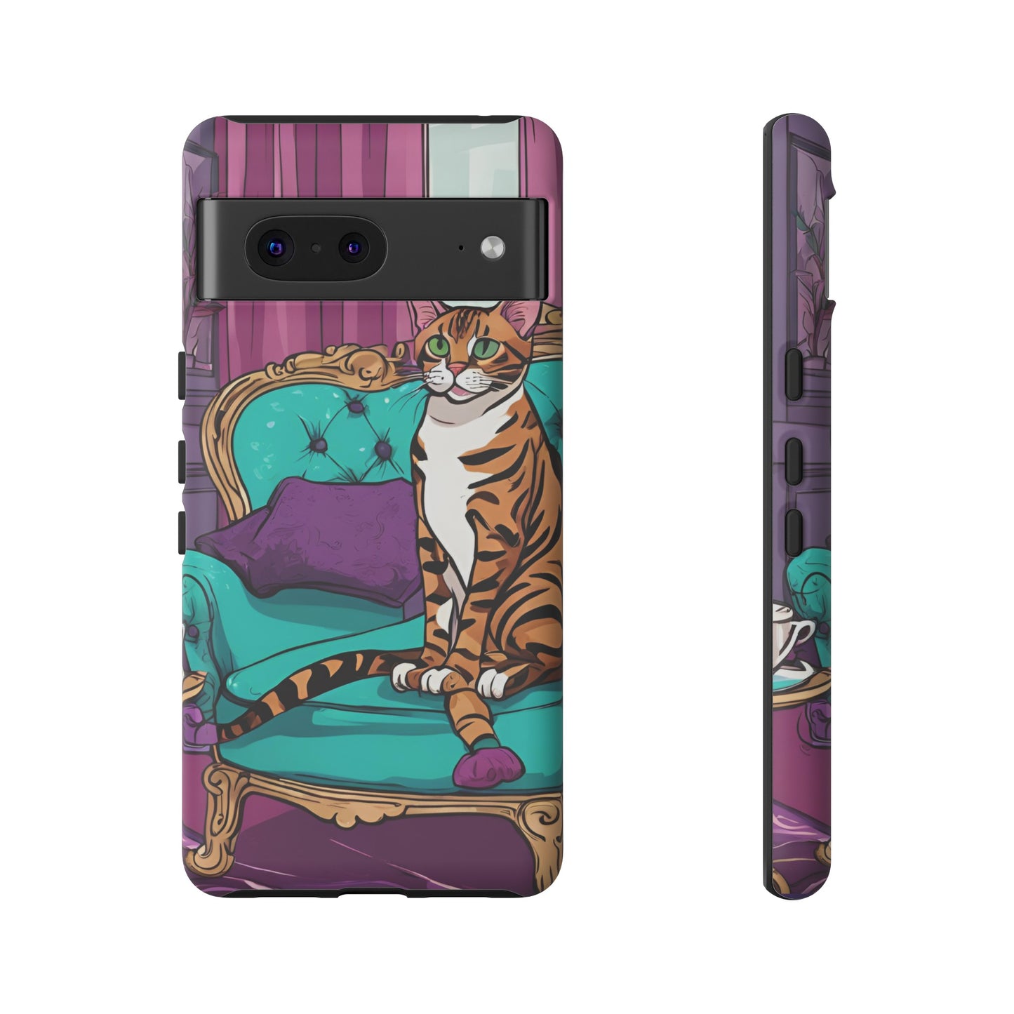 Hard Phone Case Whimsical Cat for iPhone 15, 14,13,12,11,X, Google Pixel, Samsung Galaxy, Cat Lover Gift, Gift for Her, Gift for Mom.