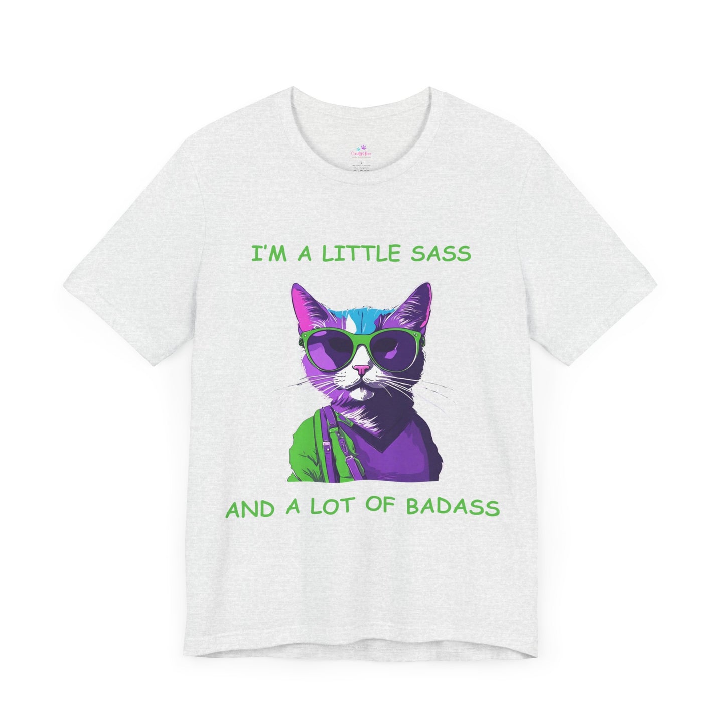 Cat T-Shirt ,I'm a Little Sass and a Lot of Badass Cotton Short Sleeve