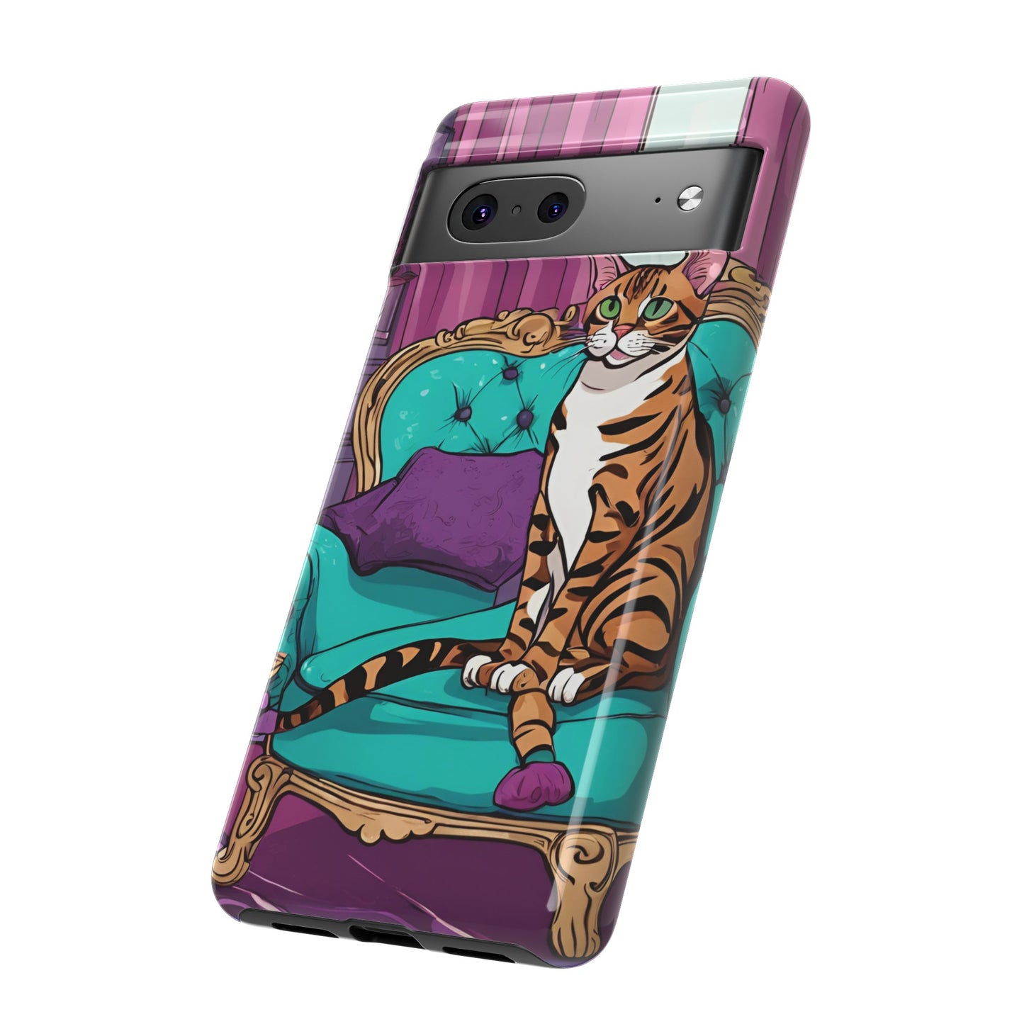 Hard Phone Case Whimsical Cat for iPhone 15, 14,13,12,11,X, Google Pixel, Samsung Galaxy, Cat Lover Gift, Gift for Her, Gift for Mom.