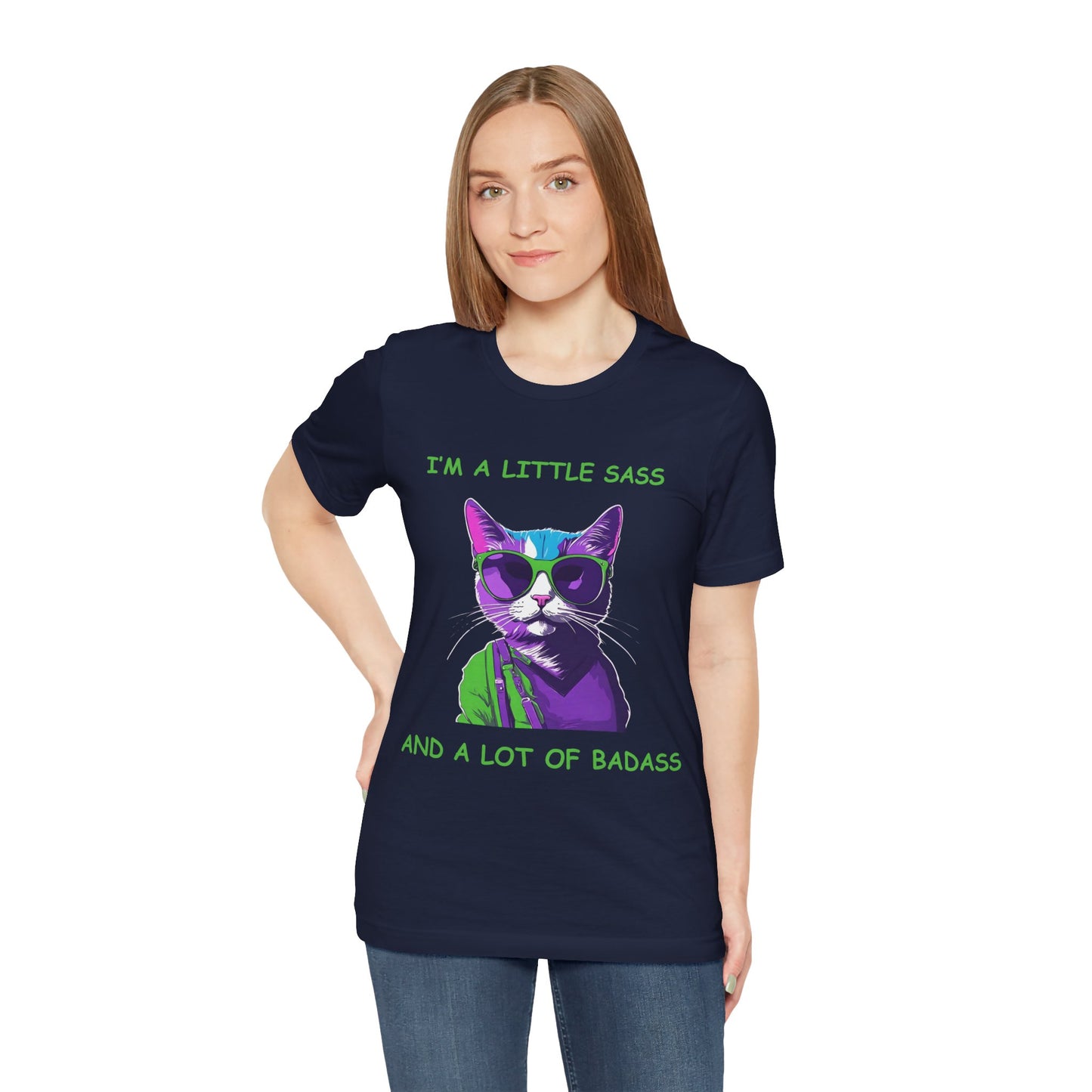 Cat T-Shirt ,I'm a Little Sass and a Lot of Badass Cotton Short Sleeve