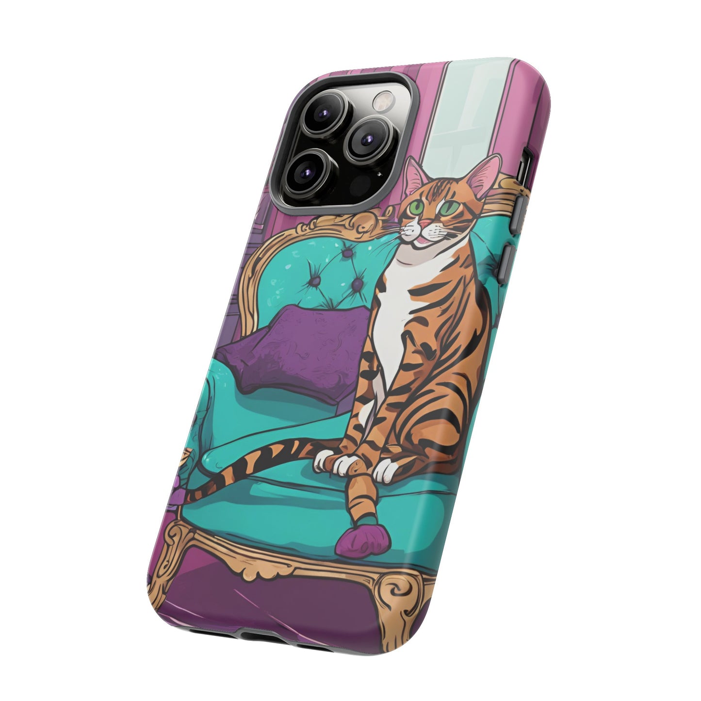 Hard Phone Case Whimsical Cat for iPhone 15, 14,13,12,11,X, Google Pixel, Samsung Galaxy, Cat Lover Gift, Gift for Her, Gift for Mom.