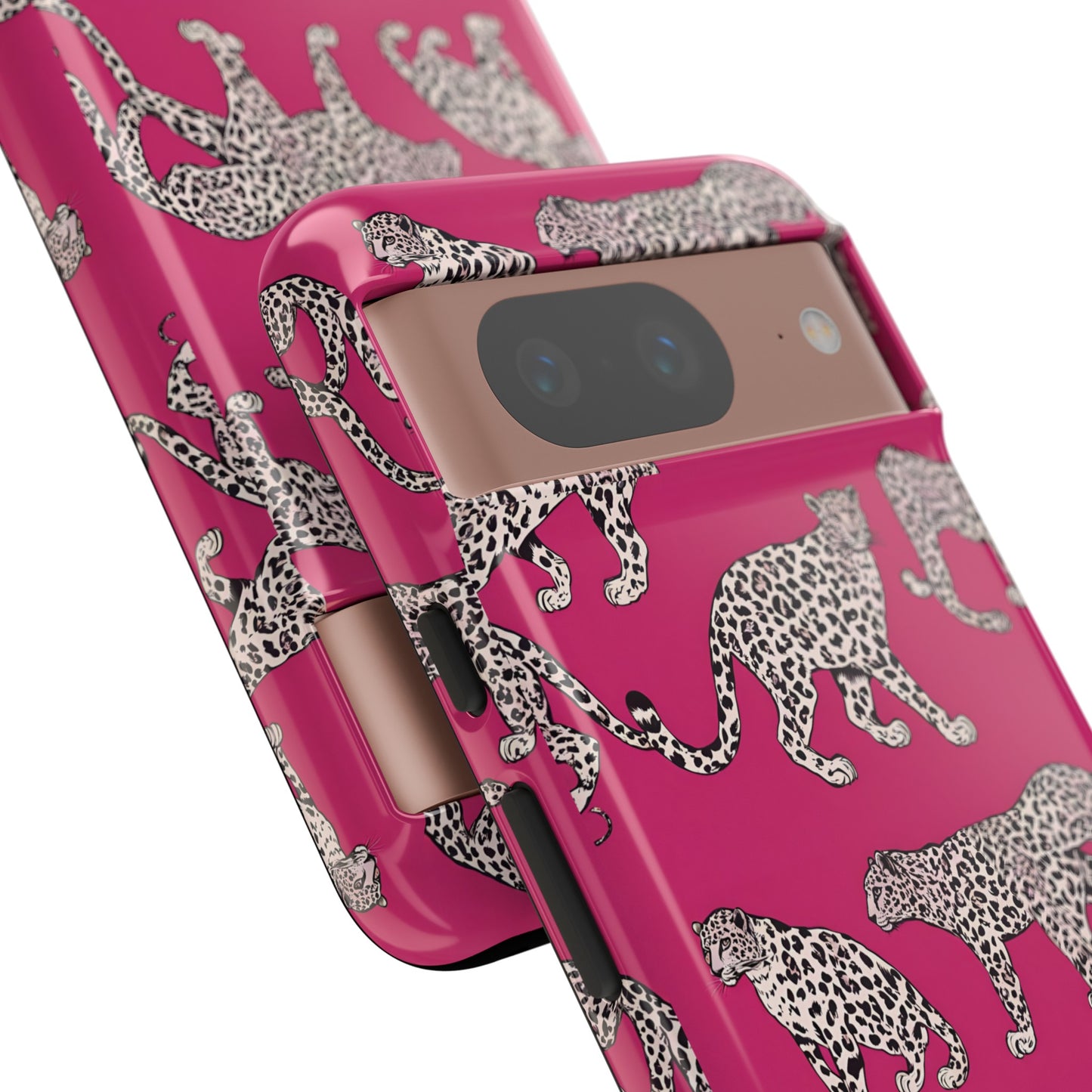 Leopard Pink Hard Phone Case for iPhone, 15, 14,13,12,11,X Google Pixel, Samsung Galaxy Phone. Cat Lover Gift, Gift for Her.