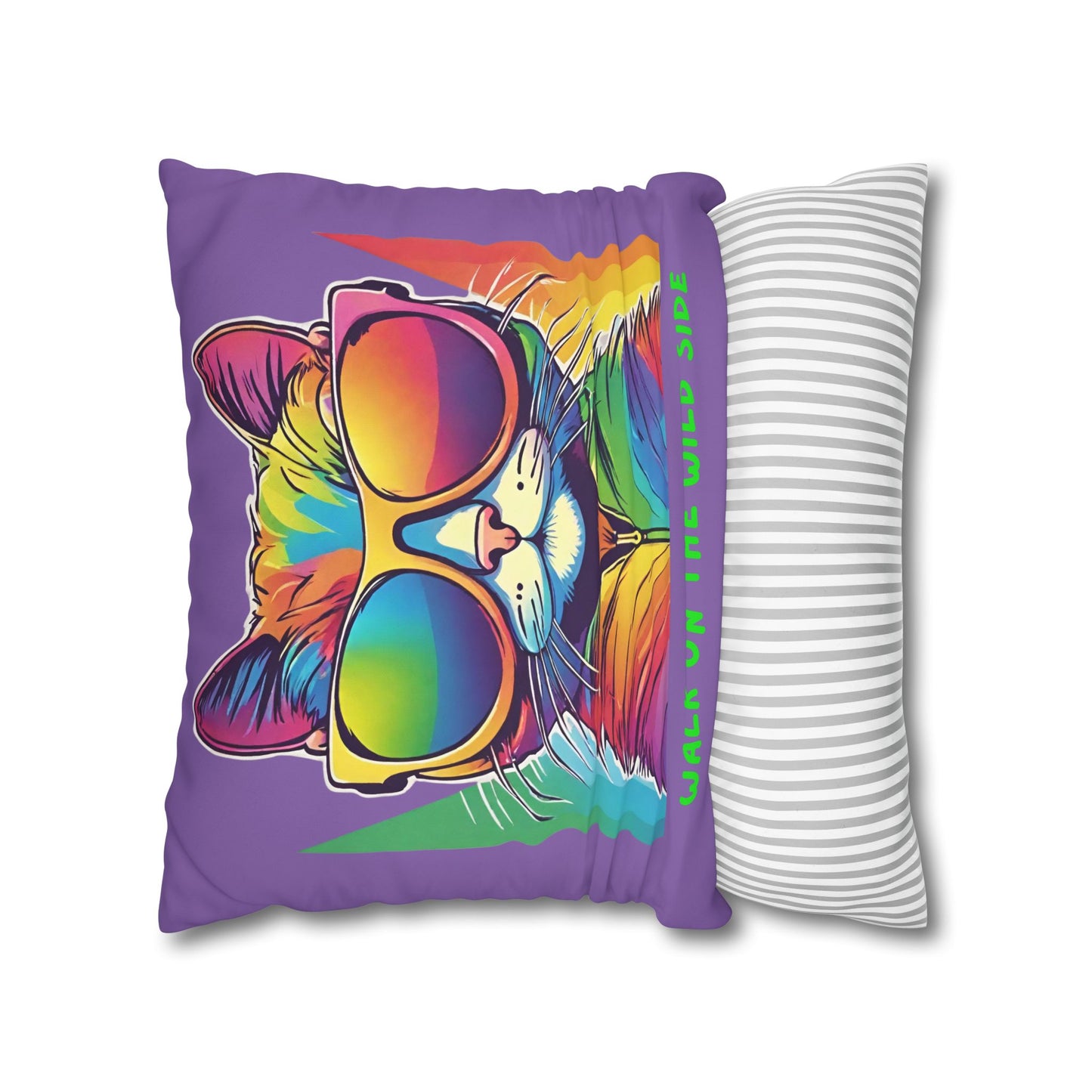 Cushion Cover Cute Cat Colourful Square Poly Canvas