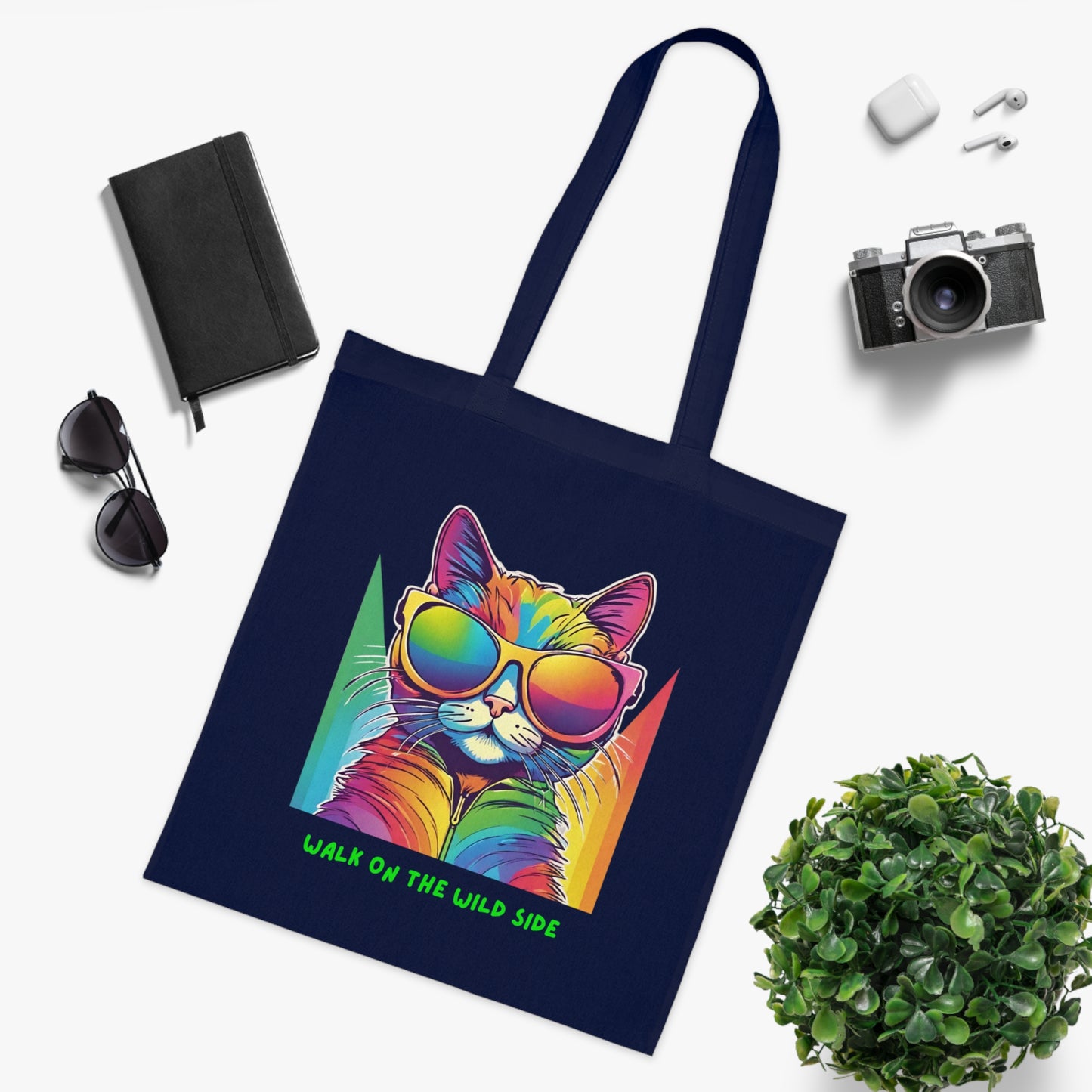 Cotton Tote Cute Sassy Cat Walk on the Wild Side