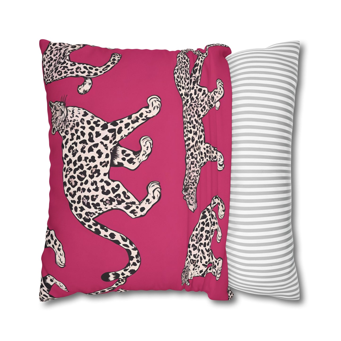 Leopard Pink Cushion Cover, Cat Lover Gift, Home Decor, Gift for Her, Gift for Mom, Birthday Gift, Animal Lover Gift