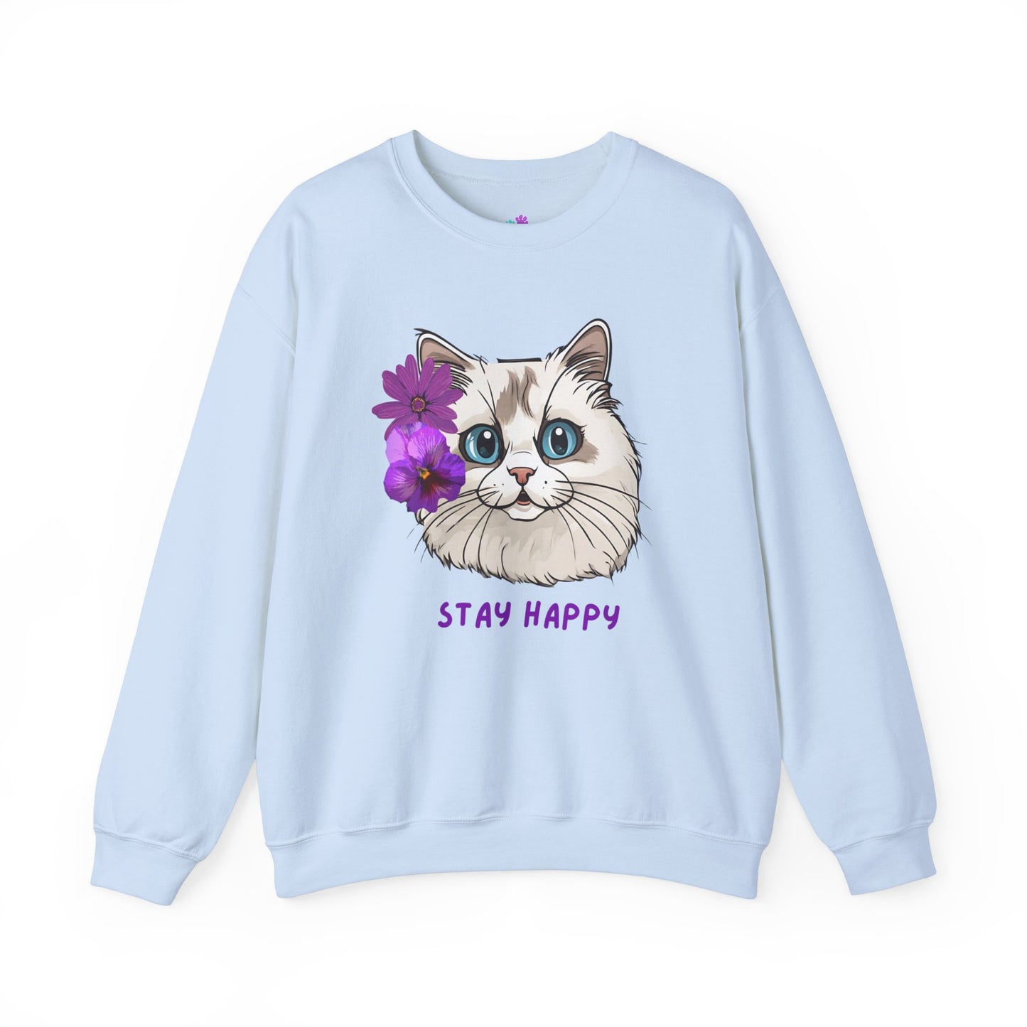 Women's Sweatshirt Cute Ragdoll Stay Happy Unisex Heavy Blend™ Crewneck Sweatshirt