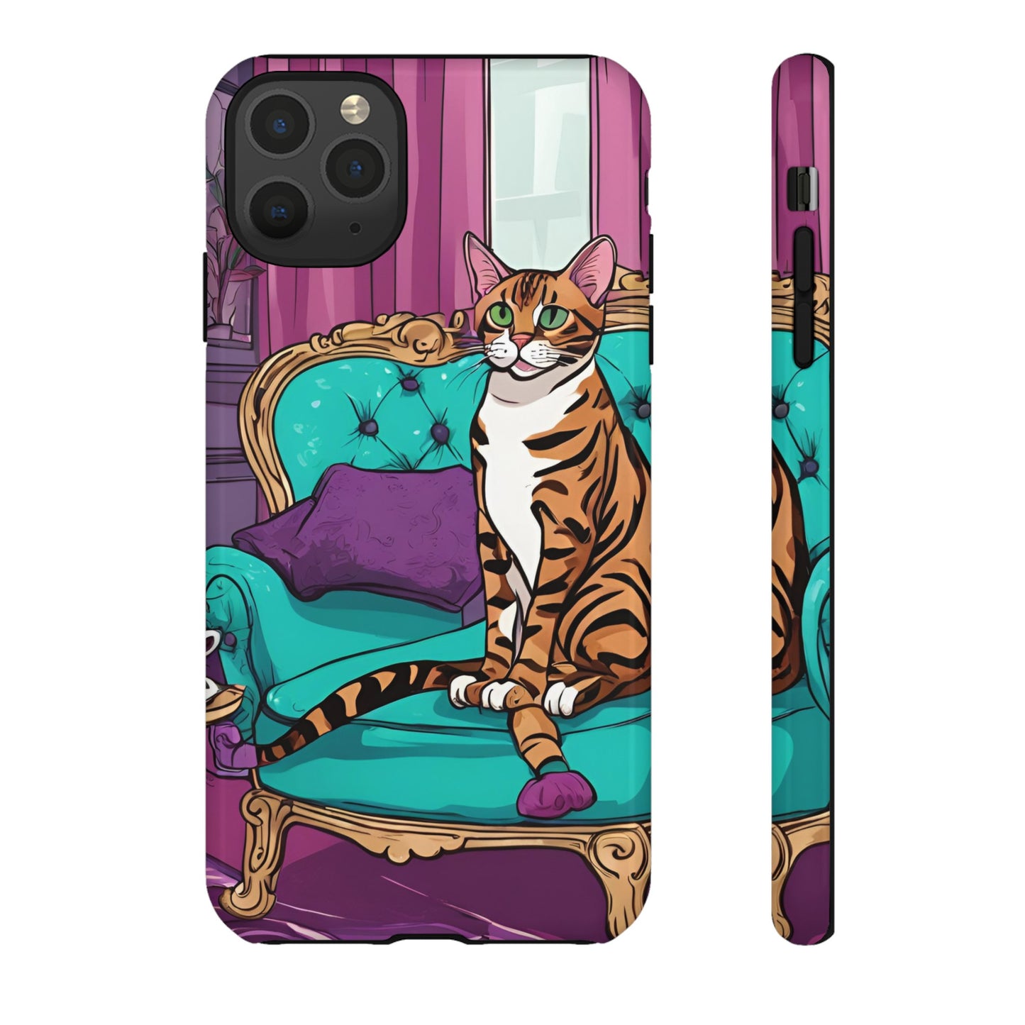 Hard Phone Case Whimsical Cat for iPhone 15, 14,13,12,11,X, Google Pixel, Samsung Galaxy, Cat Lover Gift, Gift for Her, Gift for Mom.