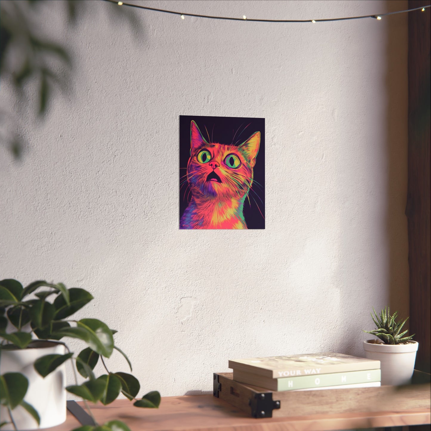 Surprised Ginger Cat  Fine Art Poster - Music Lover Wall Art, Urban Cat Decor, Cute Kitten Print, Modern Animal Art, Teen Room