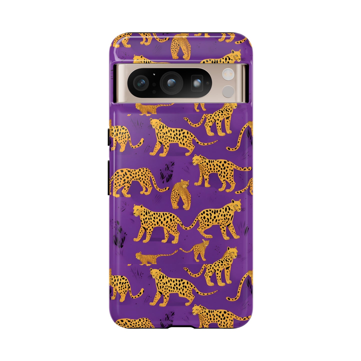 Hard Phone Case Purple Leopard, iPhone 15, 14,13,12,11,X Google Pixel, Samsung Galaxy