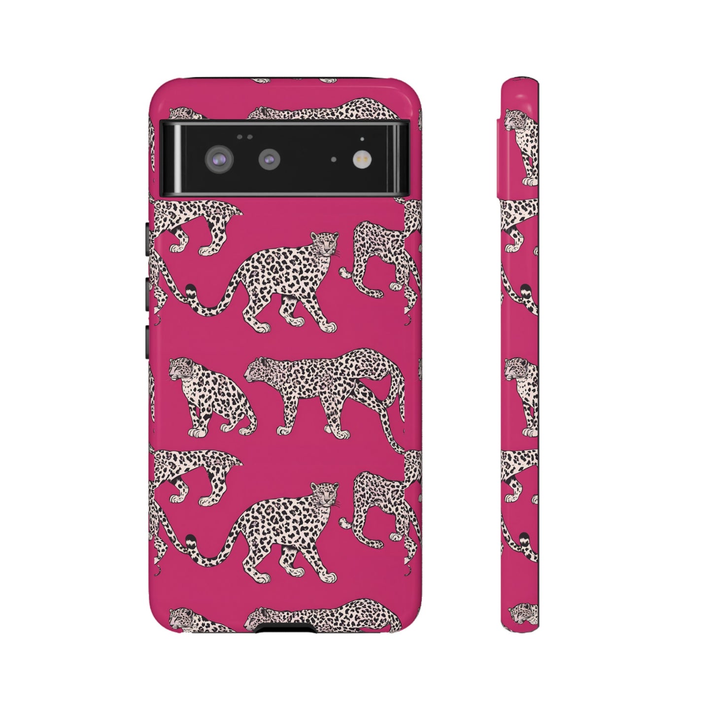 Leopard Pink Hard Phone Case for iPhone, 15, 14,13,12,11,X Google Pixel, Samsung Galaxy Phone. Cat Lover Gift, Gift for Her.