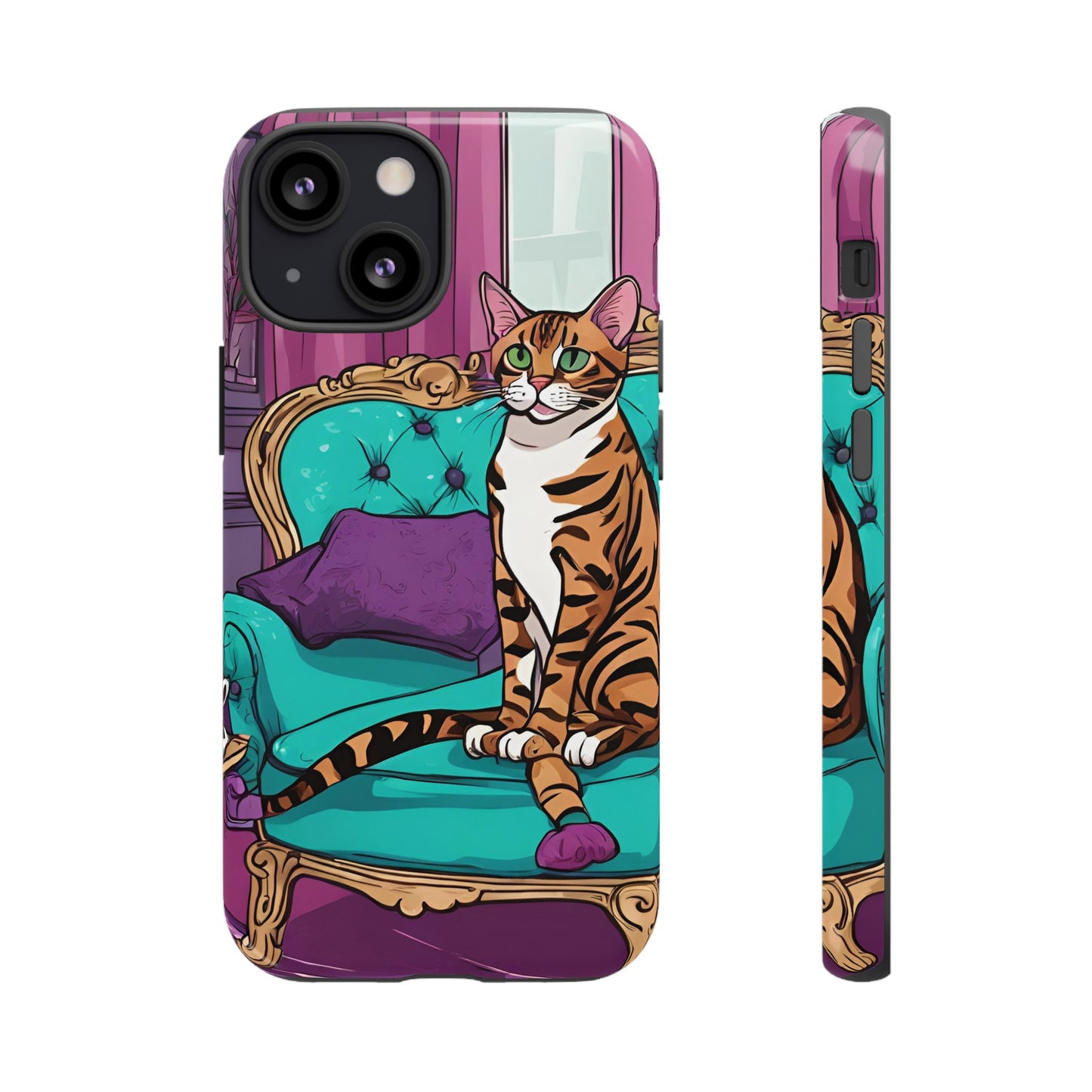 Hard Phone Case Whimsical Cat for iPhone 15, 14,13,12,11,X, Google Pixel, Samsung Galaxy, Cat Lover Gift, Gift for Her, Gift for Mom.