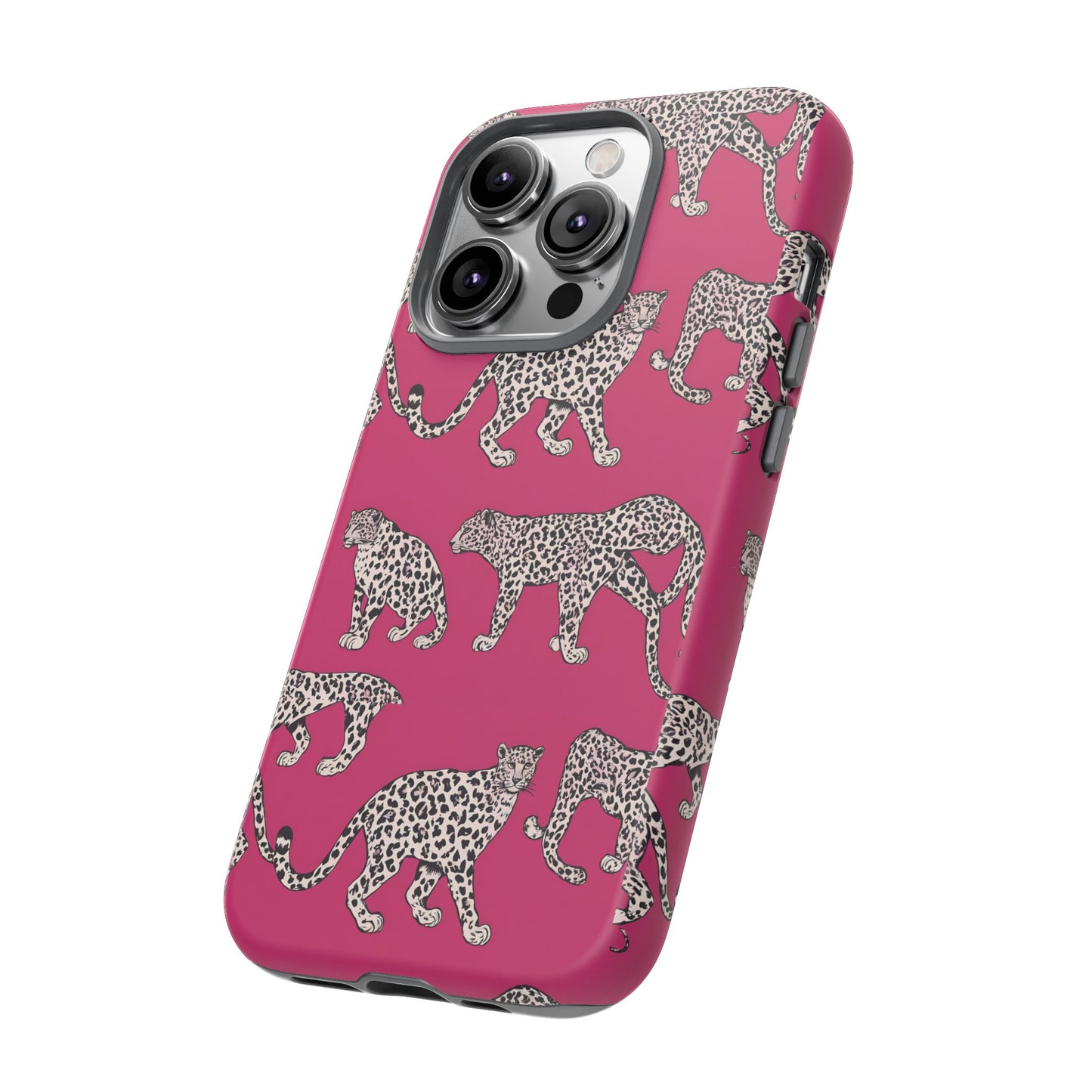 Leopard Pink Hard Phone Case for iPhone, 15, 14,13,12,11,X Google Pixel, Samsung Galaxy Phone. Cat Lover Gift, Gift for Her.