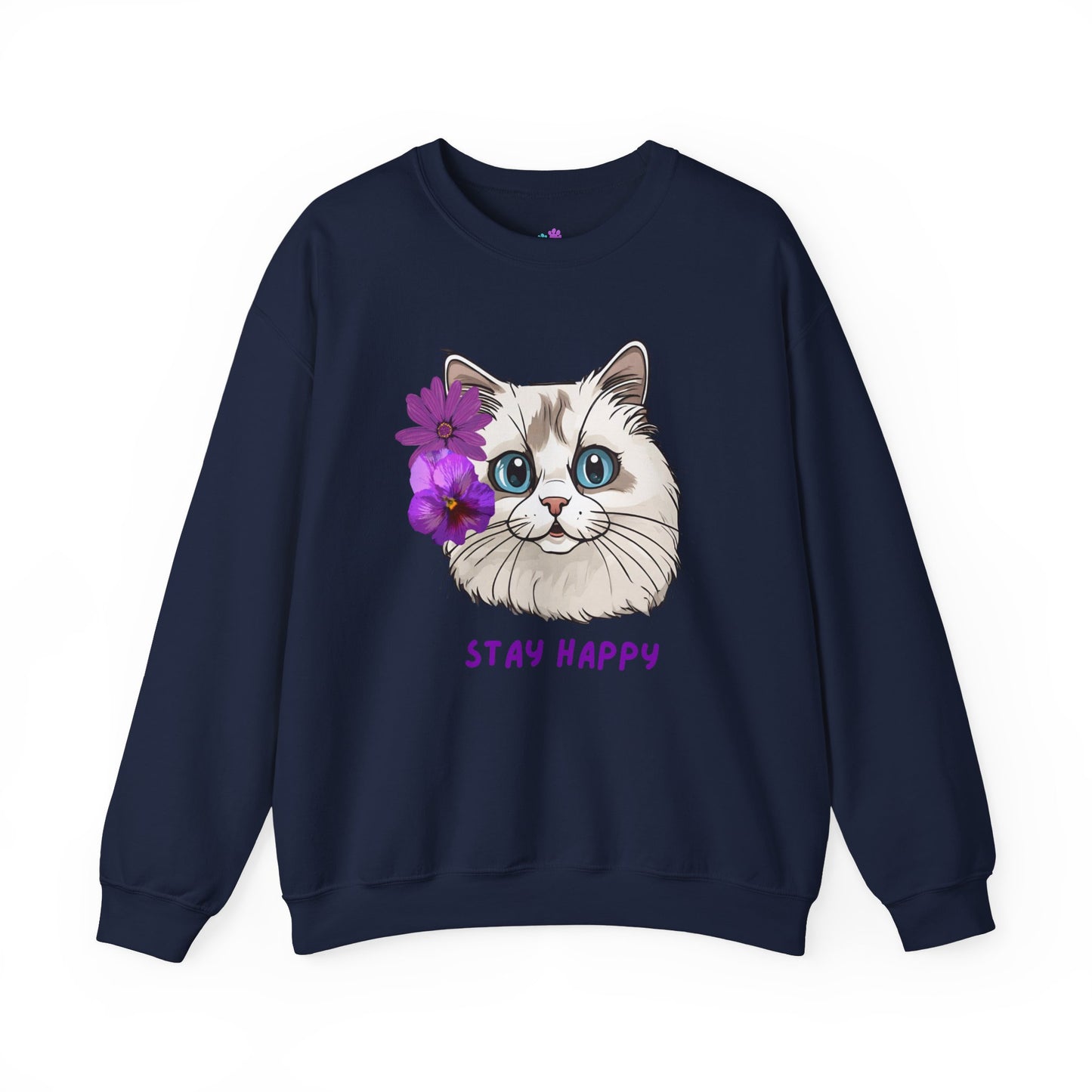 Women's Sweatshirt Cute Ragdoll Stay Happy Unisex Heavy Blend™ Crewneck Sweatshirt