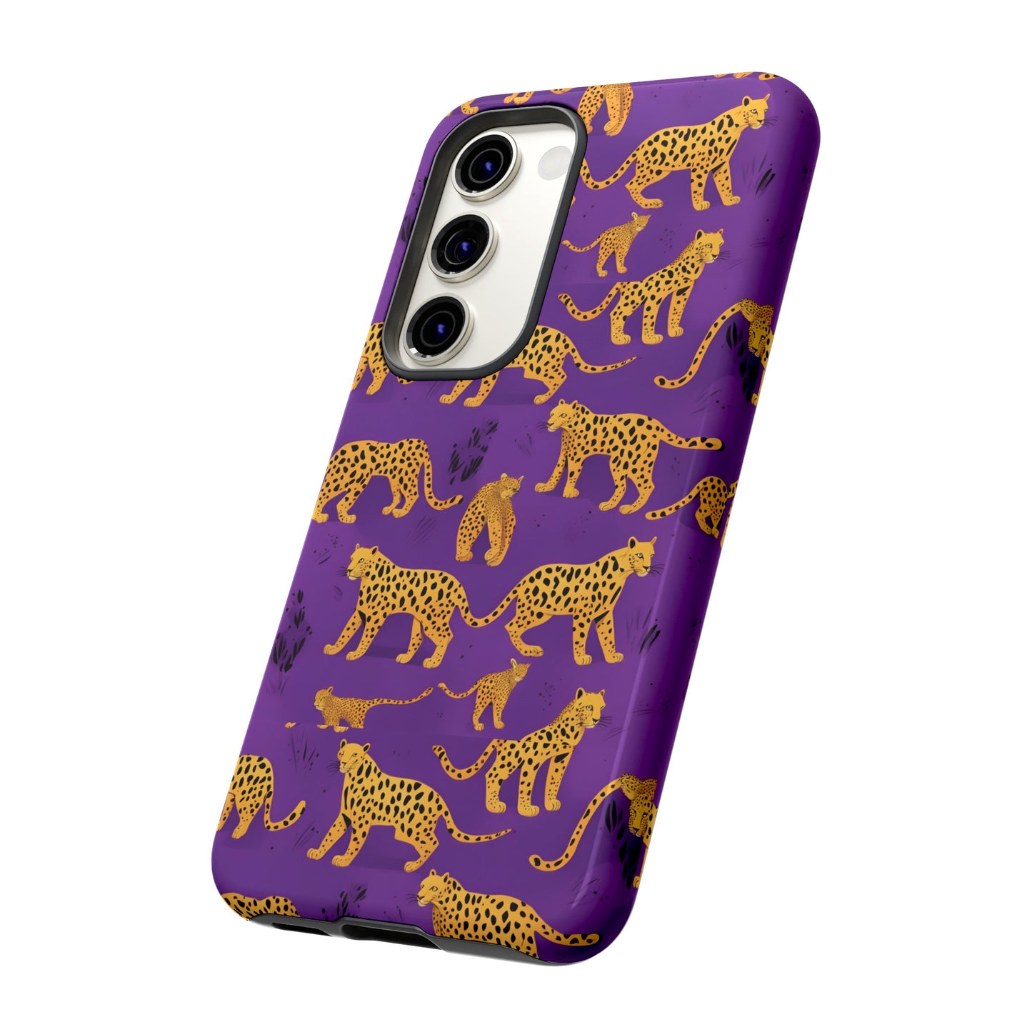 Hard Phone Case Purple Leopard, iPhone 15, 14,13,12,11,X Google Pixel, Samsung Galaxy