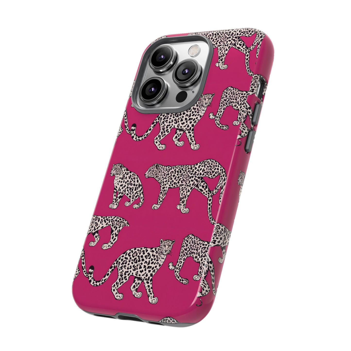 Leopard Pink Hard Phone Case for iPhone, 15, 14,13,12,11,X Google Pixel, Samsung Galaxy Phone. Cat Lover Gift, Gift for Her.