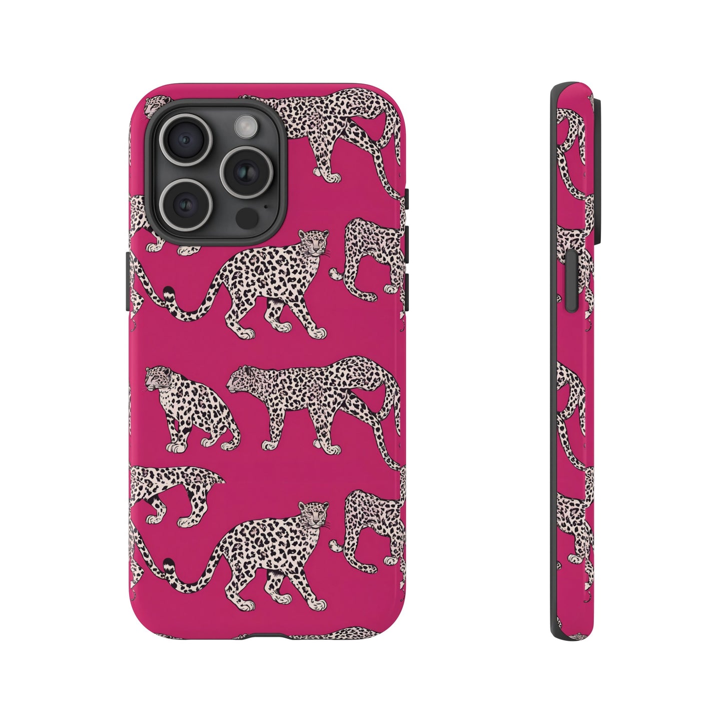 Leopard Pink Hard Phone Case for iPhone, 15, 14,13,12,11,X Google Pixel, Samsung Galaxy Phone. Cat Lover Gift, Gift for Her.