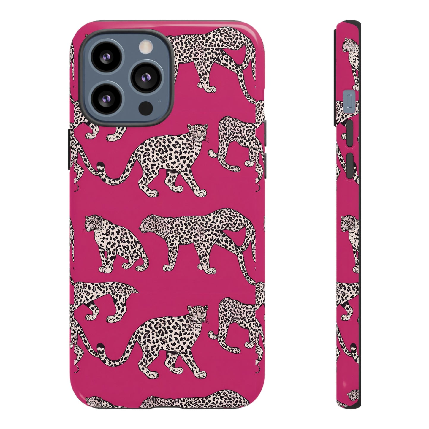 Leopard Pink Hard Phone Case for iPhone, 15, 14,13,12,11,X Google Pixel, Samsung Galaxy Phone. Cat Lover Gift, Gift for Her.