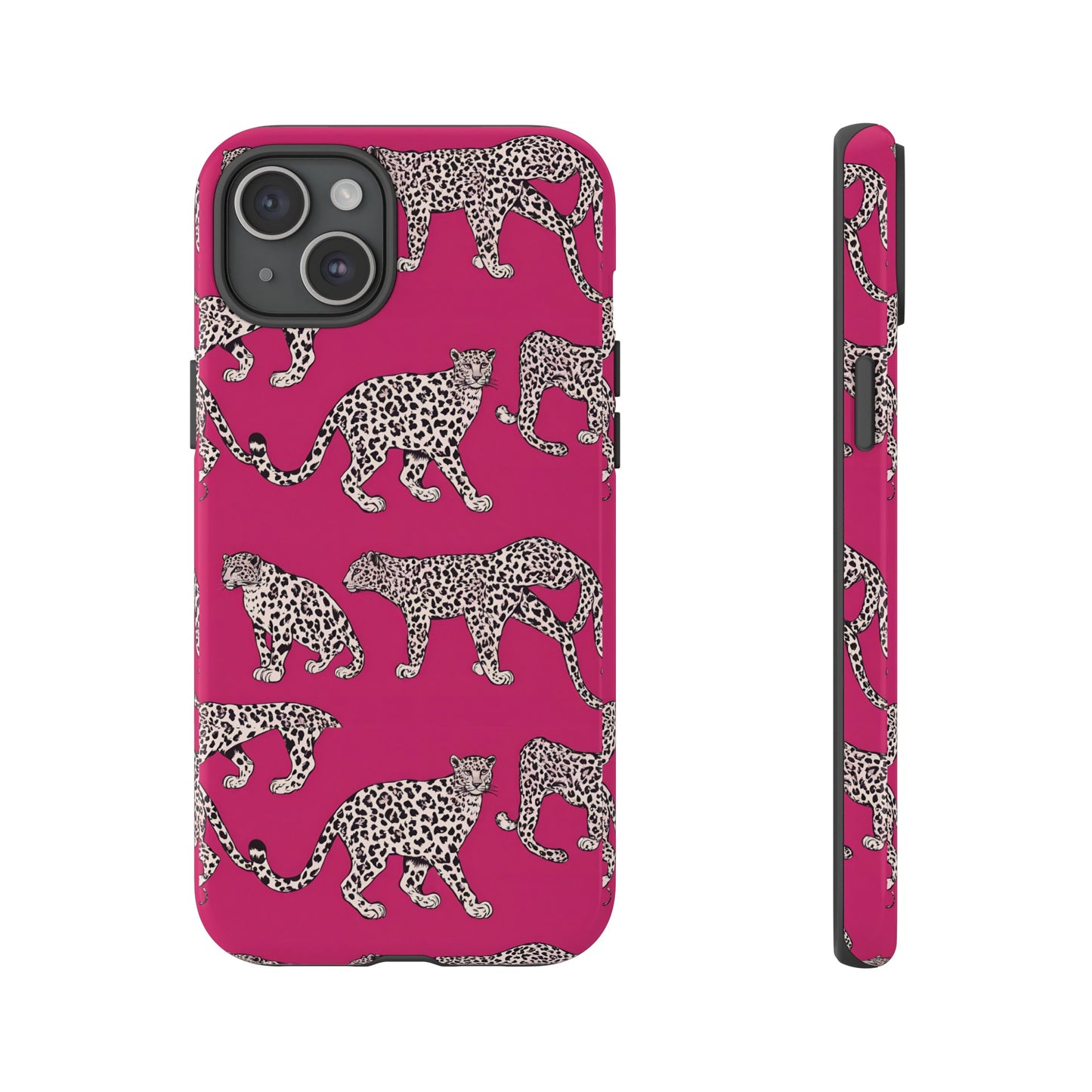 Leopard Pink Hard Phone Case for iPhone, 15, 14,13,12,11,X Google Pixel, Samsung Galaxy Phone. Cat Lover Gift, Gift for Her.