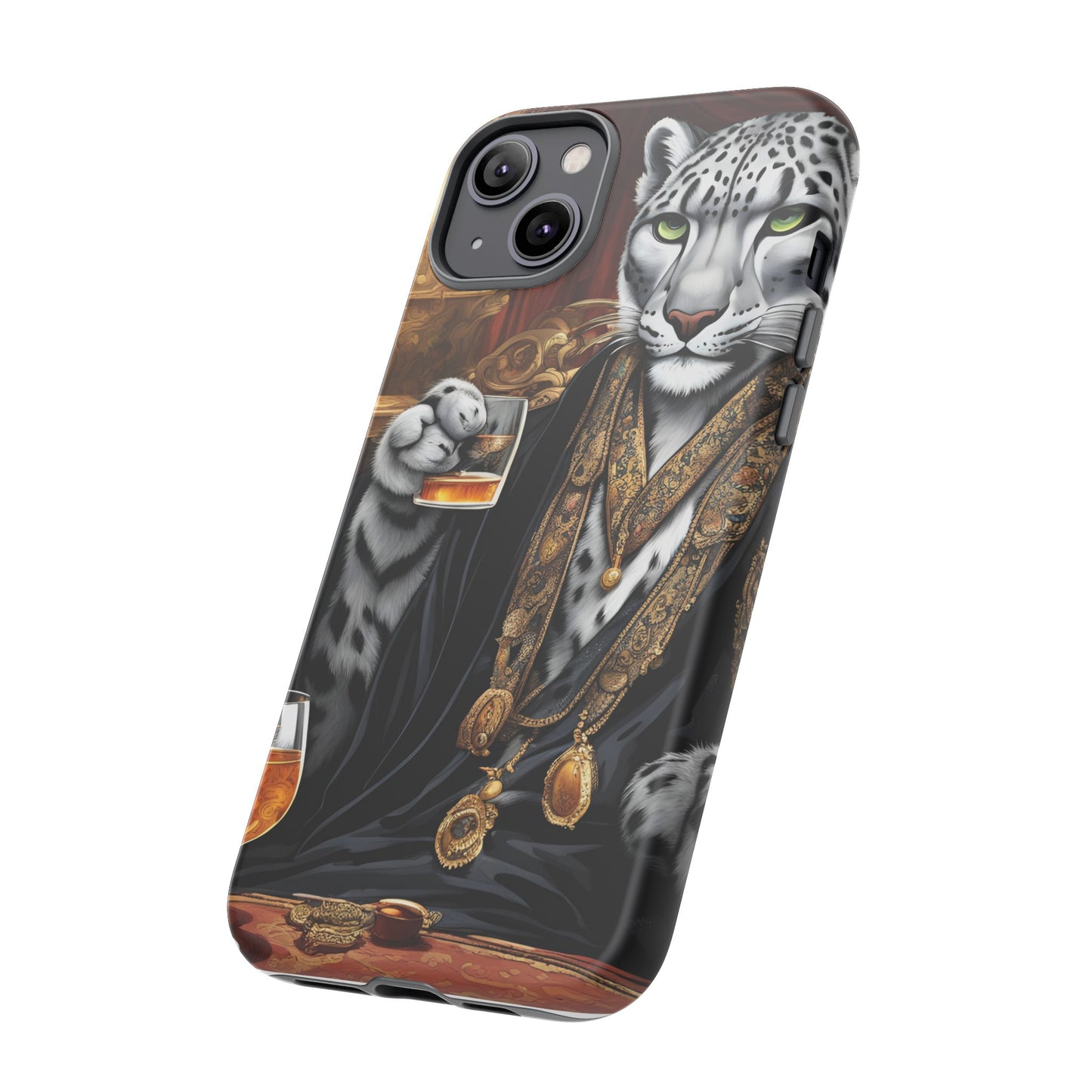 Hard Phone Case Whimsical Leopard Cat Phone Case, iPhone 15 14 13 , Samsung Galaxy Pixel Case,Cat Lover Gift, Gift for him,Gift for her