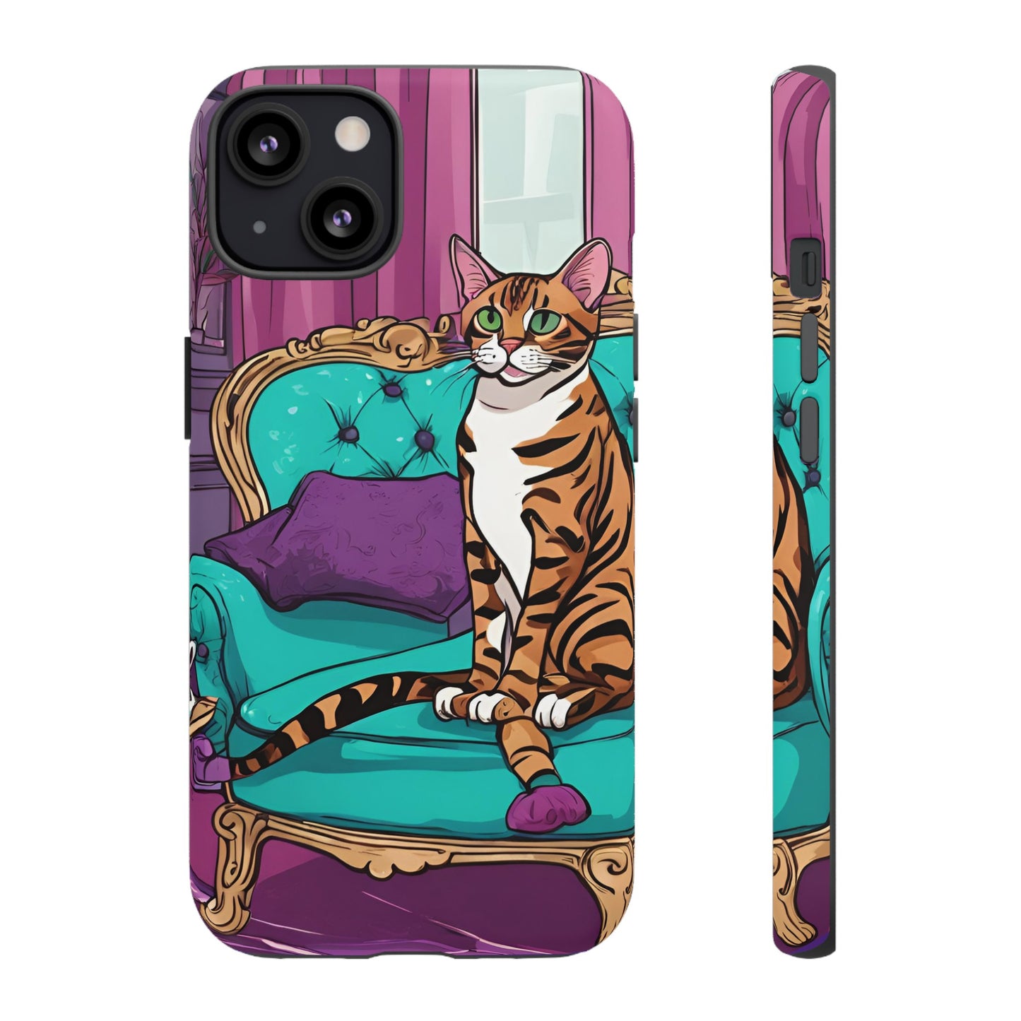 Hard Phone Case Whimsical Cat for iPhone 15, 14,13,12,11,X, Google Pixel, Samsung Galaxy, Cat Lover Gift, Gift for Her, Gift for Mom.