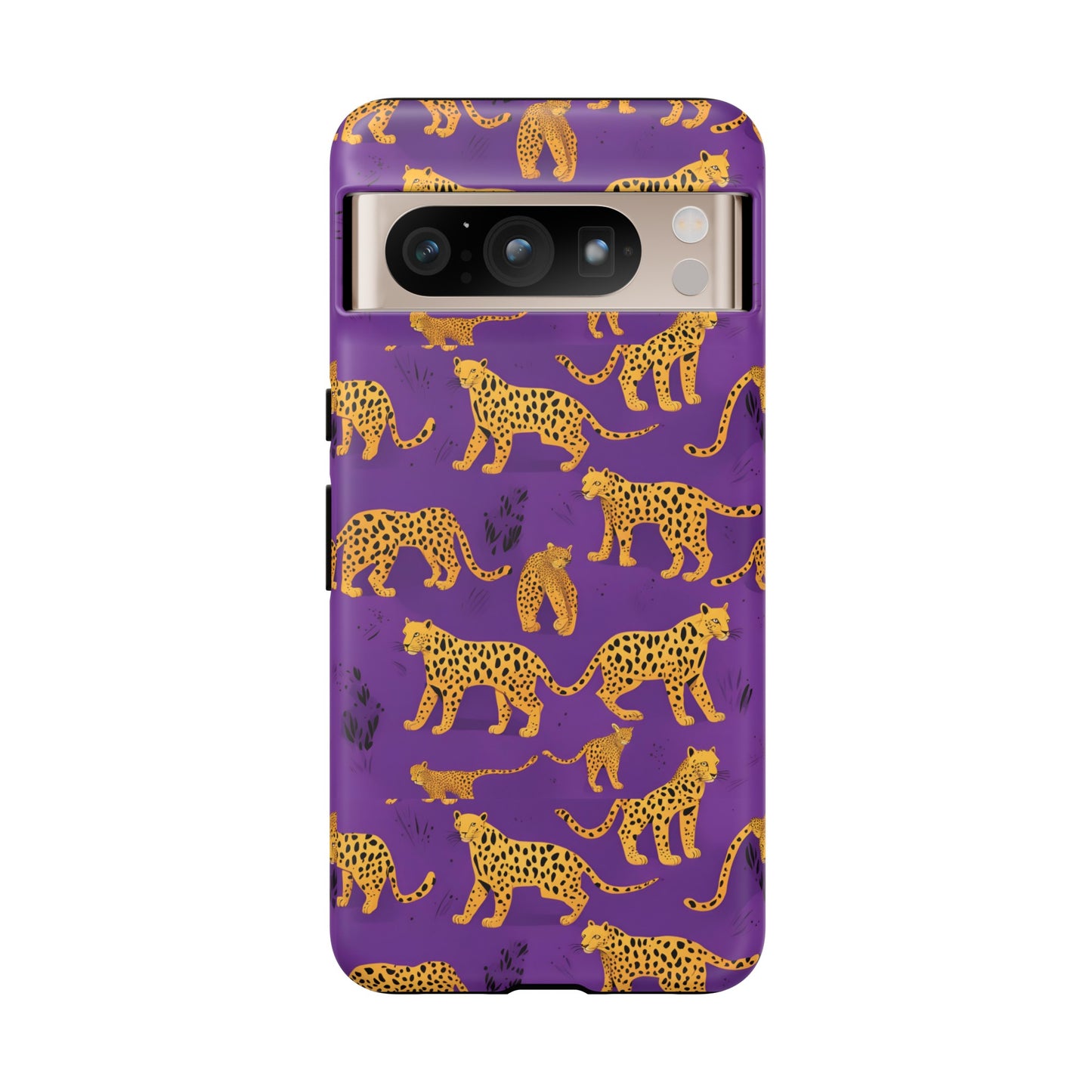 Hard Phone Case Purple Leopard, iPhone 15, 14,13,12,11,X Google Pixel, Samsung Galaxy