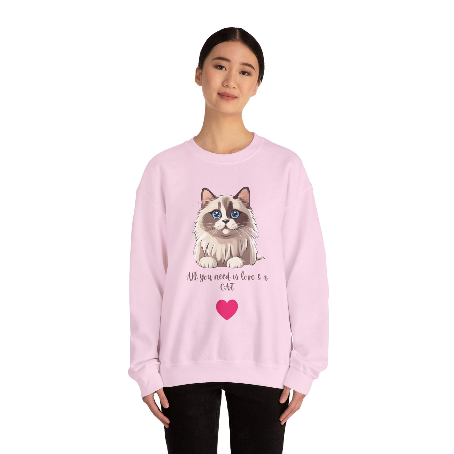 Women's Sweatshirt, Cute Ragdoll Cat Lover Unisex Heavy Blend™ Crewneck Sweatshirt