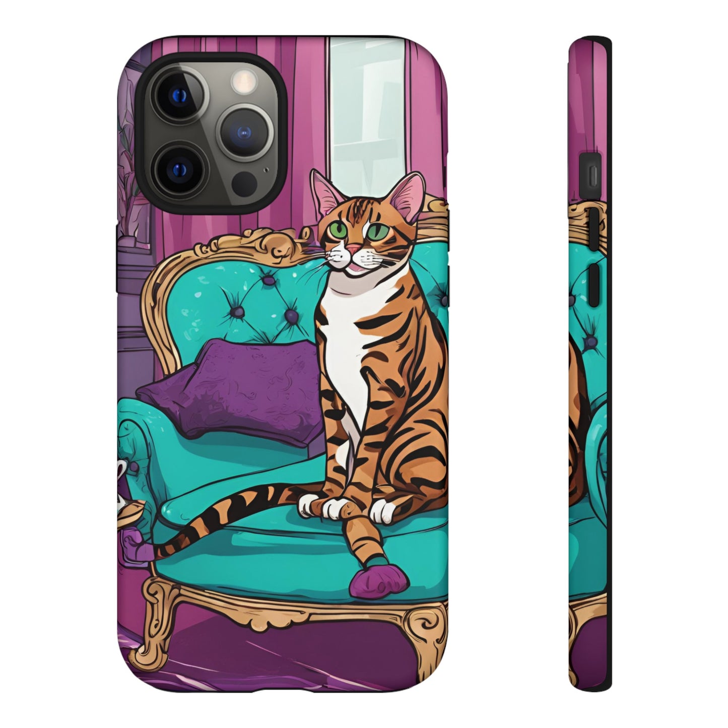 Hard Phone Case Whimsical Cat for iPhone 15, 14,13,12,11,X, Google Pixel, Samsung Galaxy, Cat Lover Gift, Gift for Her, Gift for Mom.