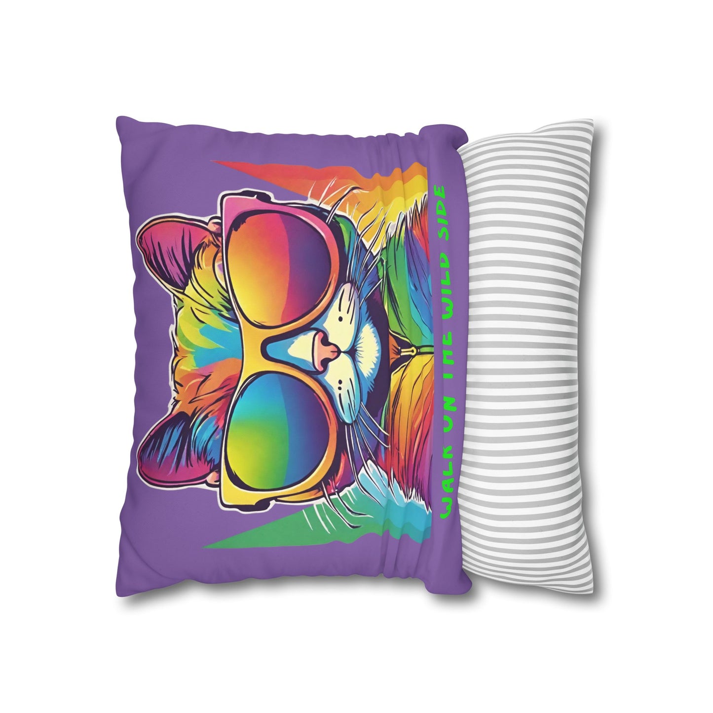 Cushion Cover Cute Cat Colourful Square Poly Canvas