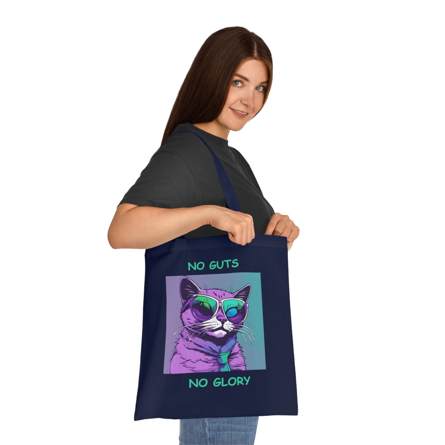 Cat Cotton Tote Cute Sassy Cat No Guts No Glory