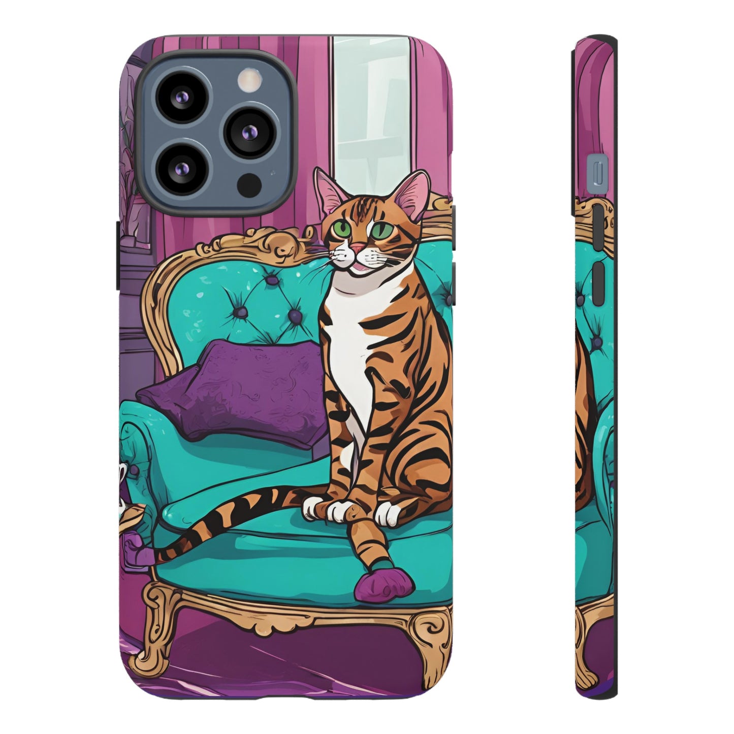 Hard Phone Case Whimsical Cat for iPhone 15, 14,13,12,11,X, Google Pixel, Samsung Galaxy, Cat Lover Gift, Gift for Her, Gift for Mom.