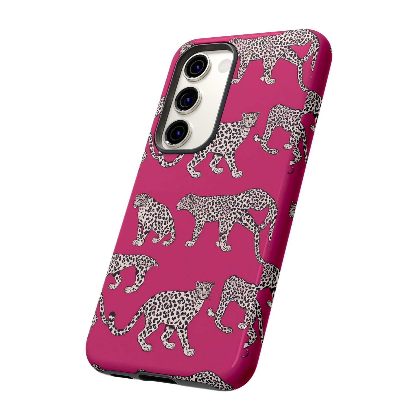 Leopard Pink Hard Phone Case for iPhone, 15, 14,13,12,11,X Google Pixel, Samsung Galaxy Phone. Cat Lover Gift, Gift for Her.