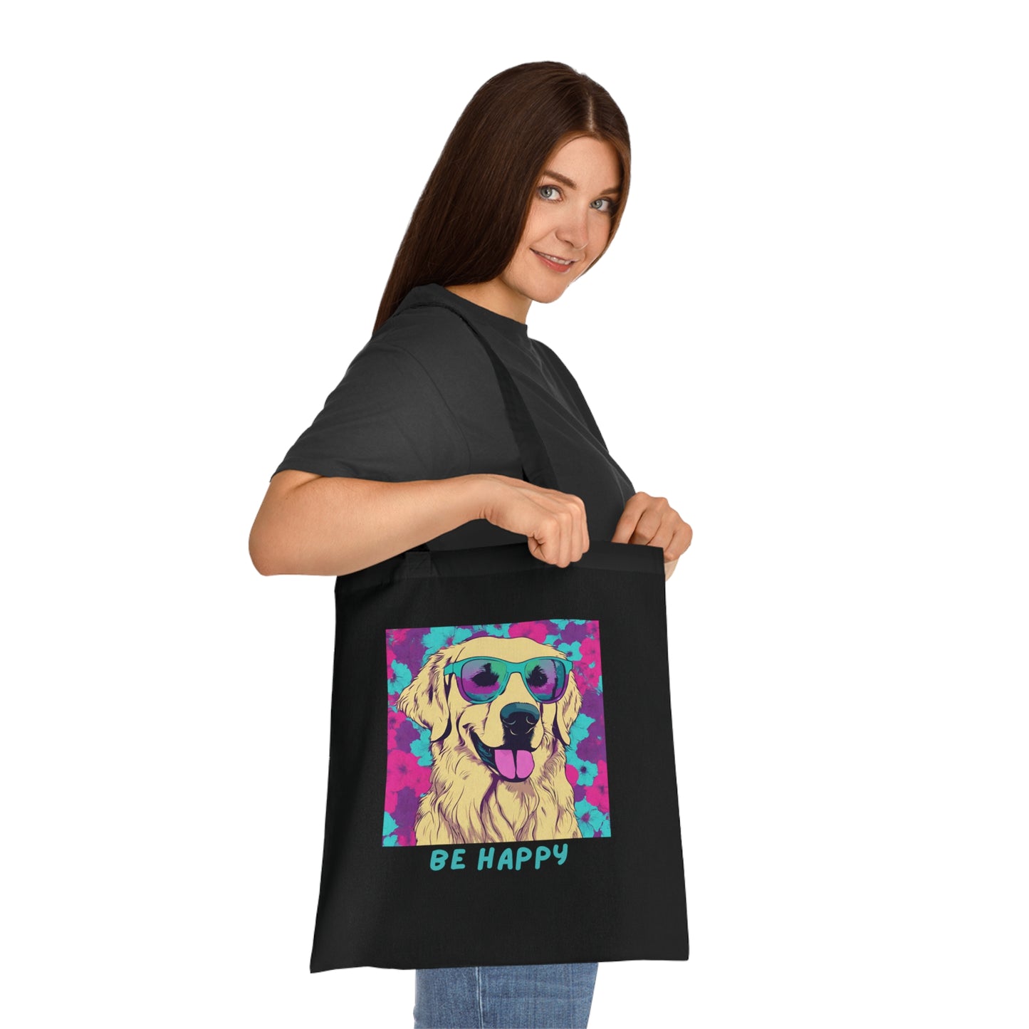 Cute Lab Be Happy Cotton Tote