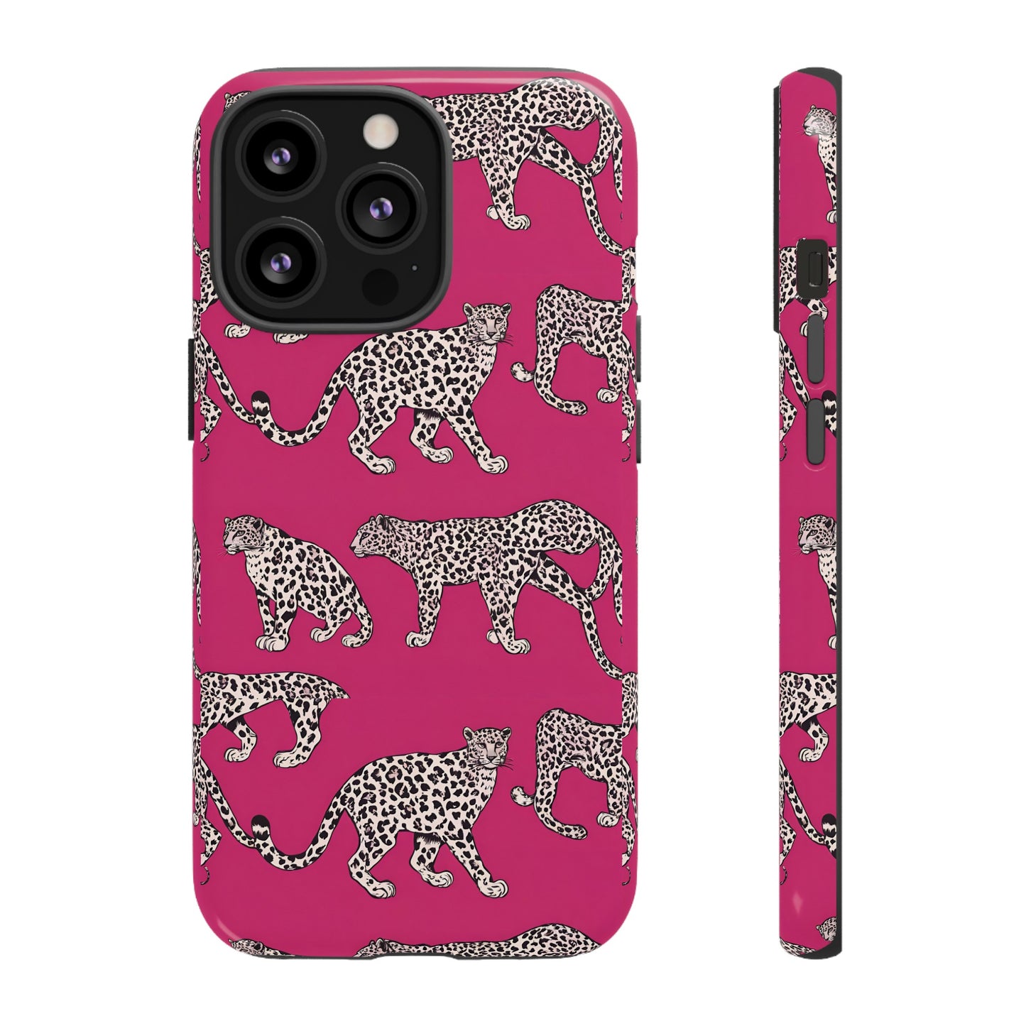 Leopard Pink Hard Phone Case for iPhone, 15, 14,13,12,11,X Google Pixel, Samsung Galaxy Phone. Cat Lover Gift, Gift for Her.