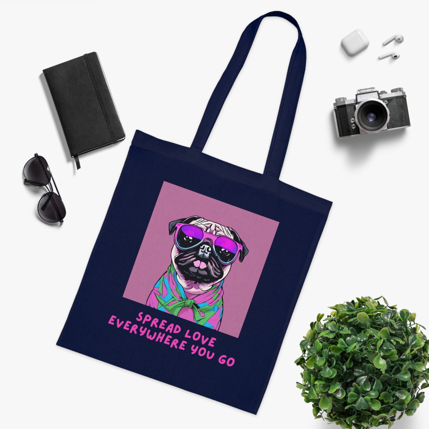 Cotton Tote Cute Pug Spread Lover Wherever You Go