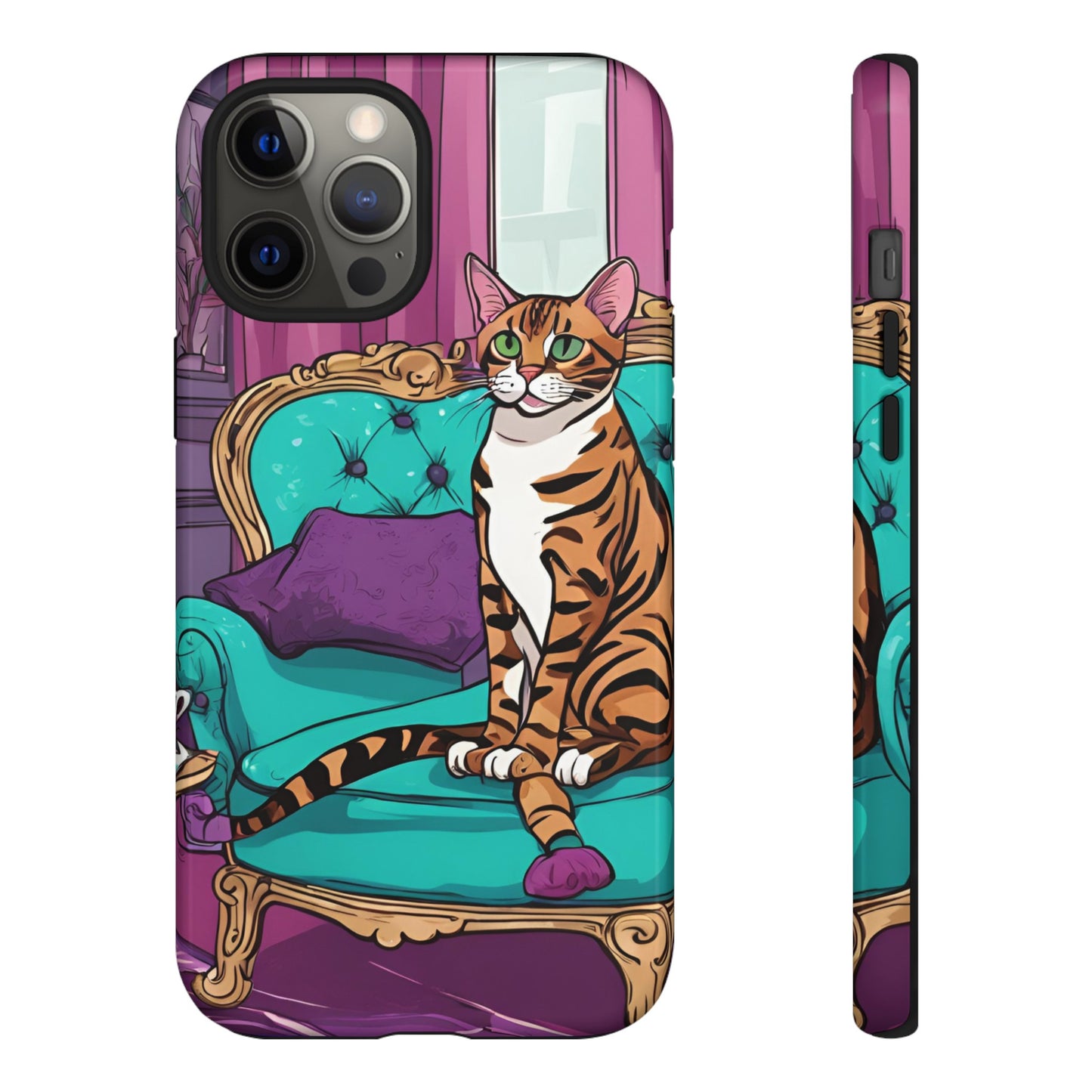 Hard Phone Case Whimsical Cat for iPhone 15, 14,13,12,11,X, Google Pixel, Samsung Galaxy, Cat Lover Gift, Gift for Her, Gift for Mom.