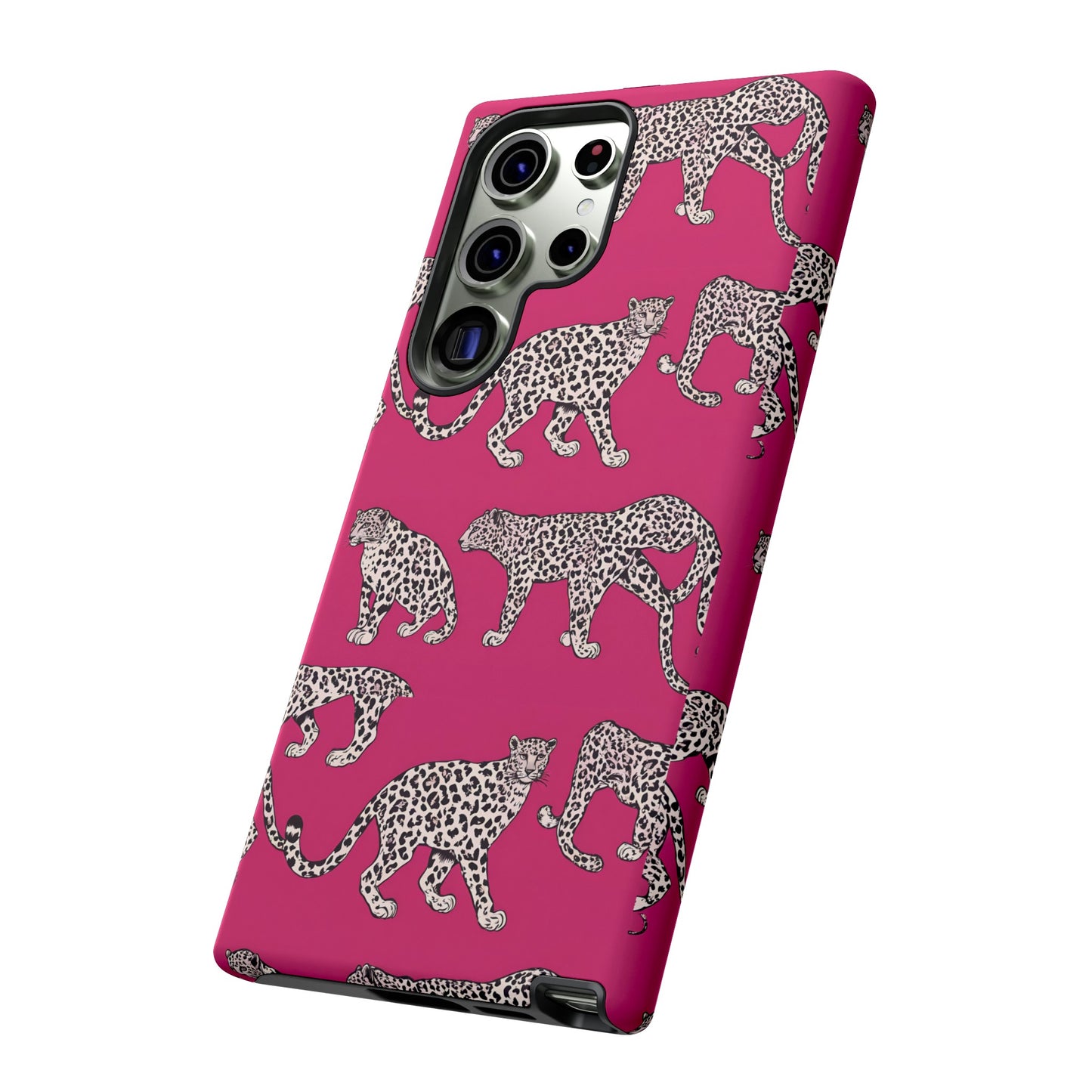 Leopard Pink Hard Phone Case for iPhone, 15, 14,13,12,11,X Google Pixel, Samsung Galaxy Phone. Cat Lover Gift, Gift for Her.